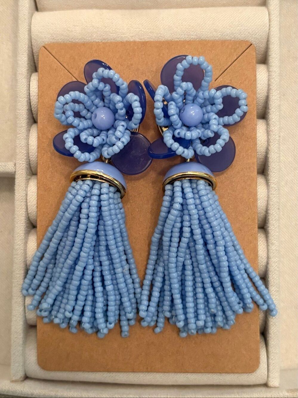 J.Crew | Floral Beaded Statement Earrings | 2 1/2” Length